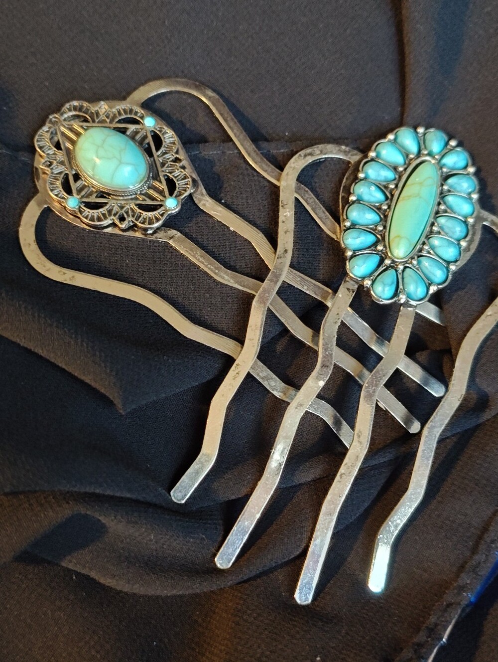 Turquoise Stone Hair Slides - Women Accessories